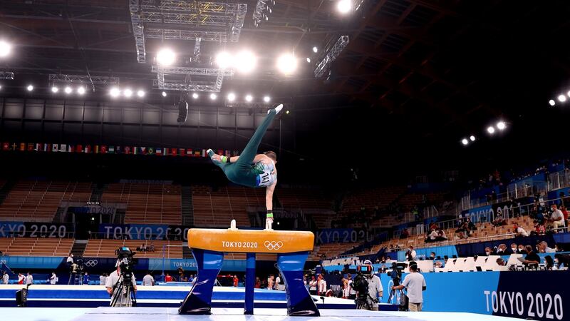 Rhys McClenaghan on the Pommel Horse. Photo: James Crombie/Inpho