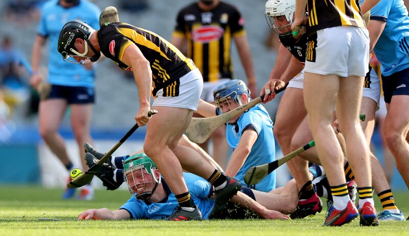 Kilkenny’s Mikey Butler and Fergal Whitely of Dublin in action in the Leinster final. Photograph: James Crombie/Inpho 
