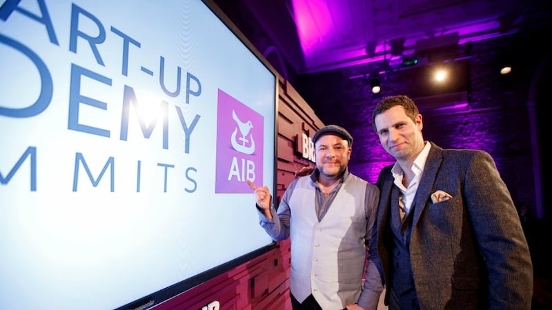 AIB Start-up Academy Dublin Summit pitch winner,  Ken McHugh of Fresh from the Pier, pictured with presenter and Summit host, Jonathan McCrea