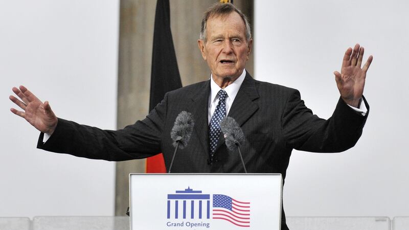 A file photo from 2008 of former US president George GW Bush addressing guests during a ceremony to inaugurate the new US embassy building in Berlin. Photograph: Getty