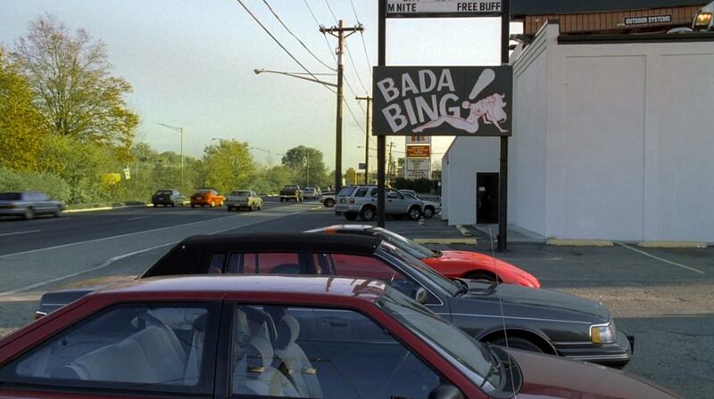 The Bada Bing stip club in Lodi, N.J. Tony Soprano and his associates would often meet at the Bada Bing, where he even had an office. Photograph: HBO/The New York Times
                      