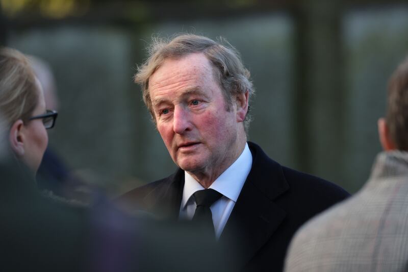 Former taoiseach Enda Kenny at the State funeral for John Bruton at St Peter and Paul’s Church, Dunboyne, Co Meath. Photograph: Dara Mac Dónaill