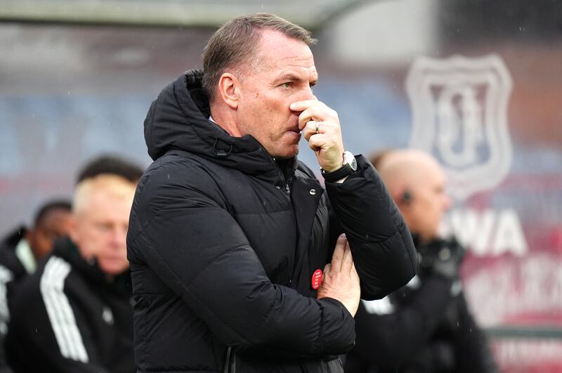 Celtic manager Brendan Rodgers on the sideline at Dens Park. Photograph: Jane Barlow/PA Wire