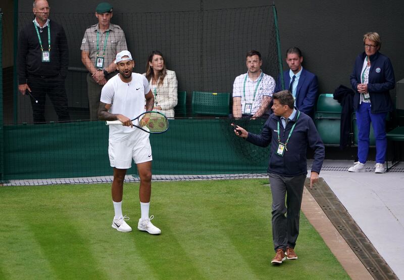 Nick Kyrgios during his fractious third-round match against Stefanos Tsitsipas. 
