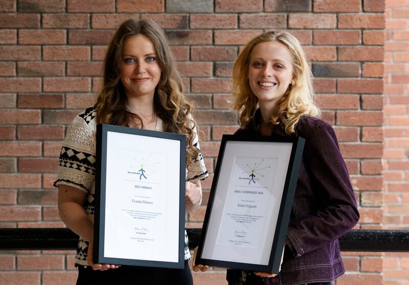 Winters with the highly commended award winner Róisín Ferguson of Trinity College Dublin, who won for her essay and podcast, If I only had a brain: do you need a brain to be intelligent? Photograph: Nick Bradshaw