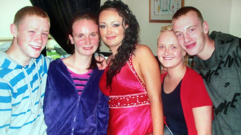 Daniel McAnaspie (on right), with, from left, Keith, Dina, Nikki and Cathriona.