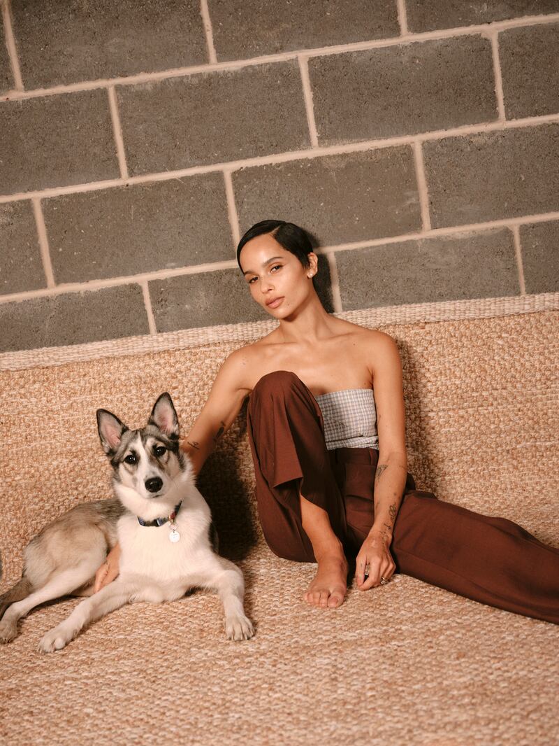 Zoe Kravitz with her dog Layla.  Photograph: Ana Cuba/New York Times
