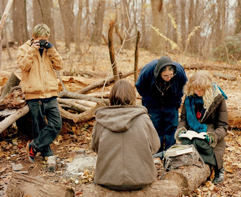 Luddite Club members in Prospect Park in Brooklyn in December. Photograph: Scott Rossi/The New York Times