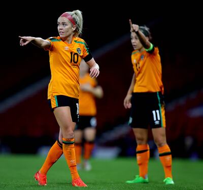 Denise O'Sullivan during the World Cup Play-off victory over Scotland at Hampden Park when her through ball set up the winner for Amber Barrett. Photograph: Ryan Byrne/Inpho 