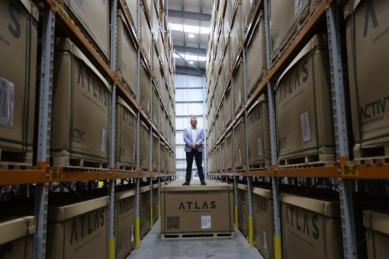 Ciarán Marron in an Activ8 warehouse in Carrickmacross. The company, he says, doesn’t just 'meet the standards – we set the standards'. Photograph: Bryan O’Brien/The Irish Times 