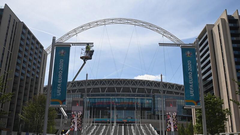 Uefa still hope to receive the backing of the British government for a full stadium for the final at Wembley Stadium in London in July. File photograph: EPA