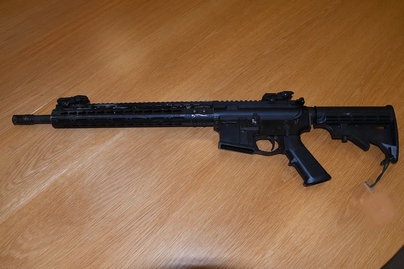 The AR-15 semi-automatic rifle fired by Glen Ward and Eric O'Driscoll. Photograph: An Garda Síochána