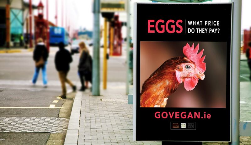 One of the posters featured in the "abolitionist vegan advertising campaign" that began in Ireland earlier this month. Photograph: Eden Farmed Animal Sanctuary Ireland.