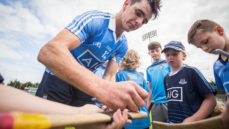 Danny Sutcliffe signs autographs for young fans at Parnell Park. He remains the only Dublin forward to have won an All Star as a forward for the county in 30 years, an honour he received in 2013 when Anthony Daly’s side won the Leinster title.  Photograph: Oisín Keniry/Inpho