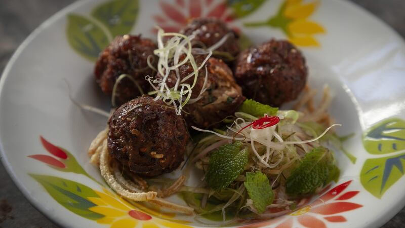 Larb moo tod, one of the Thai specialities on the menu at Kin Khao Thai restaurant, Maynooth, Co Kildare