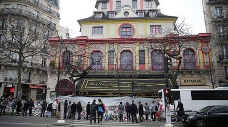 Exterior of Bataclan concert hall one month after the attacks of November 13th, 2015. File photograph: Getty Images