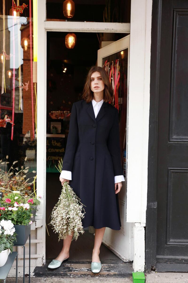 Back pleat black coat, €370 by Peter O’Brien for Dunnes Stores