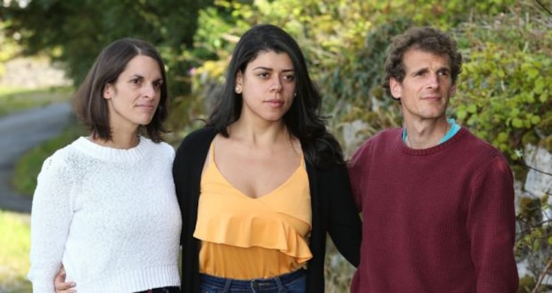 Paloma Aparecida Silva-Carvalho with Karin and Jorg Muller at their home near Moycullen. Photograph: Joe O’Shaughnessy.