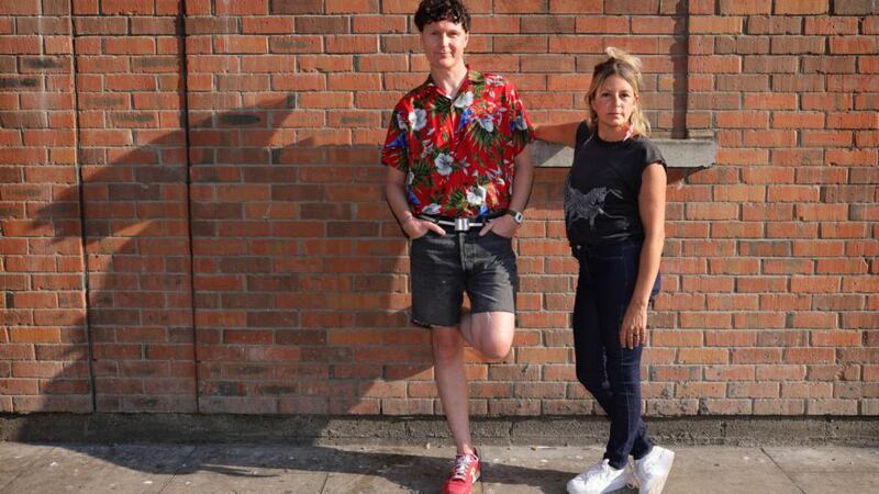 “Adrienne is the master and I am the interviewer, and we are both dressed in drag,” says Feidlim Cannon. Photograph: Dara Mac Dónaill