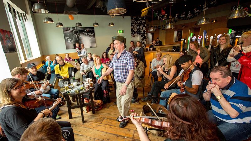 Michael Hopkins from Connemara dancing at the the Fleadh Cheoil in 2015. Photograph: James Connolly