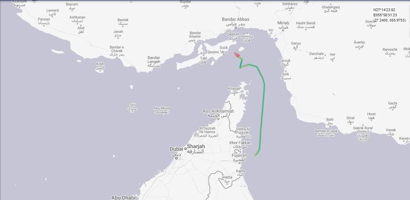 The route taken by the British oil tanker Stena Impero which is believed to have been captured in Iranian waters whilst en route to Saudi Arabia. Photograph: marinetraffic.com/PA Wire