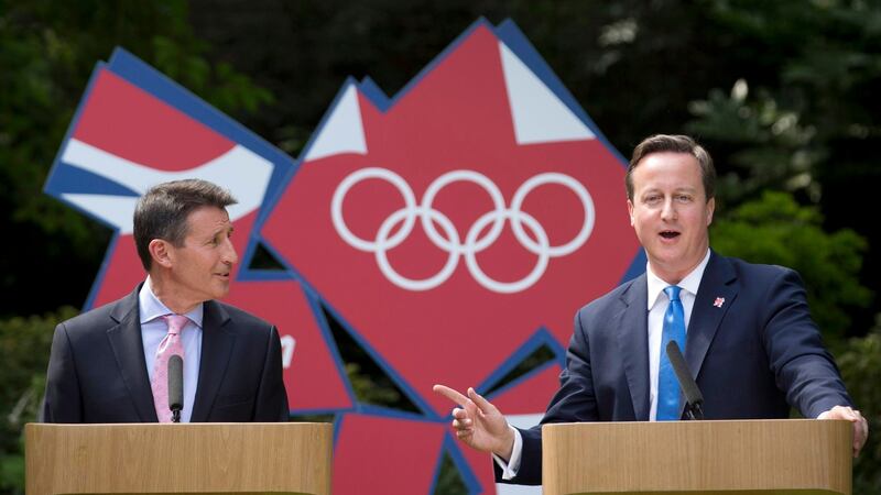 Sebastian Coe with former UK minister David Cameron in 2012 in his role as chairman of the organising committee of the London Olympic Games. File photograph: Dan Kitwood/PA Wire