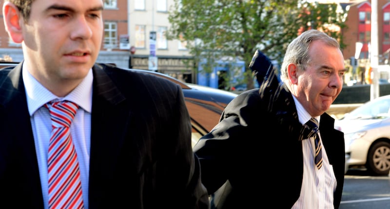 Seán Quinn and his son Seán jnr arriving at the Four Courts for a High Court case. Photograph: Cyril Byrne