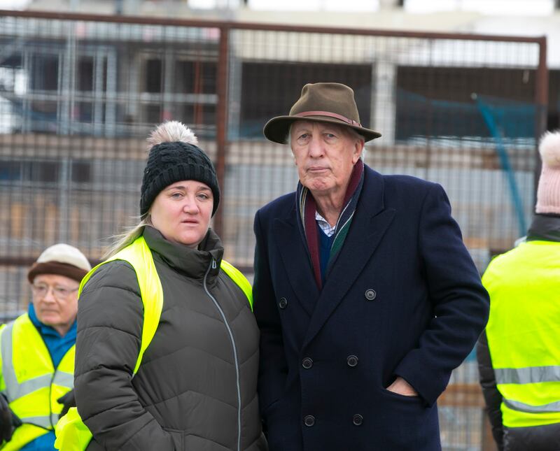 Niamh Dennis and Aidan McFadden outside the former Great Southern Hotel at Rosslare Harbour. Photograph: Patrick Browne