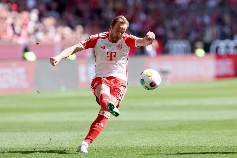 Harry Kane of FC Bayern München runs with the ball during the Bundesliga match between FC Bayern München and Eintracht Frankfurt at Allianz Arena in Munich. Photograph: Alexander Hassenstein/Getty Images