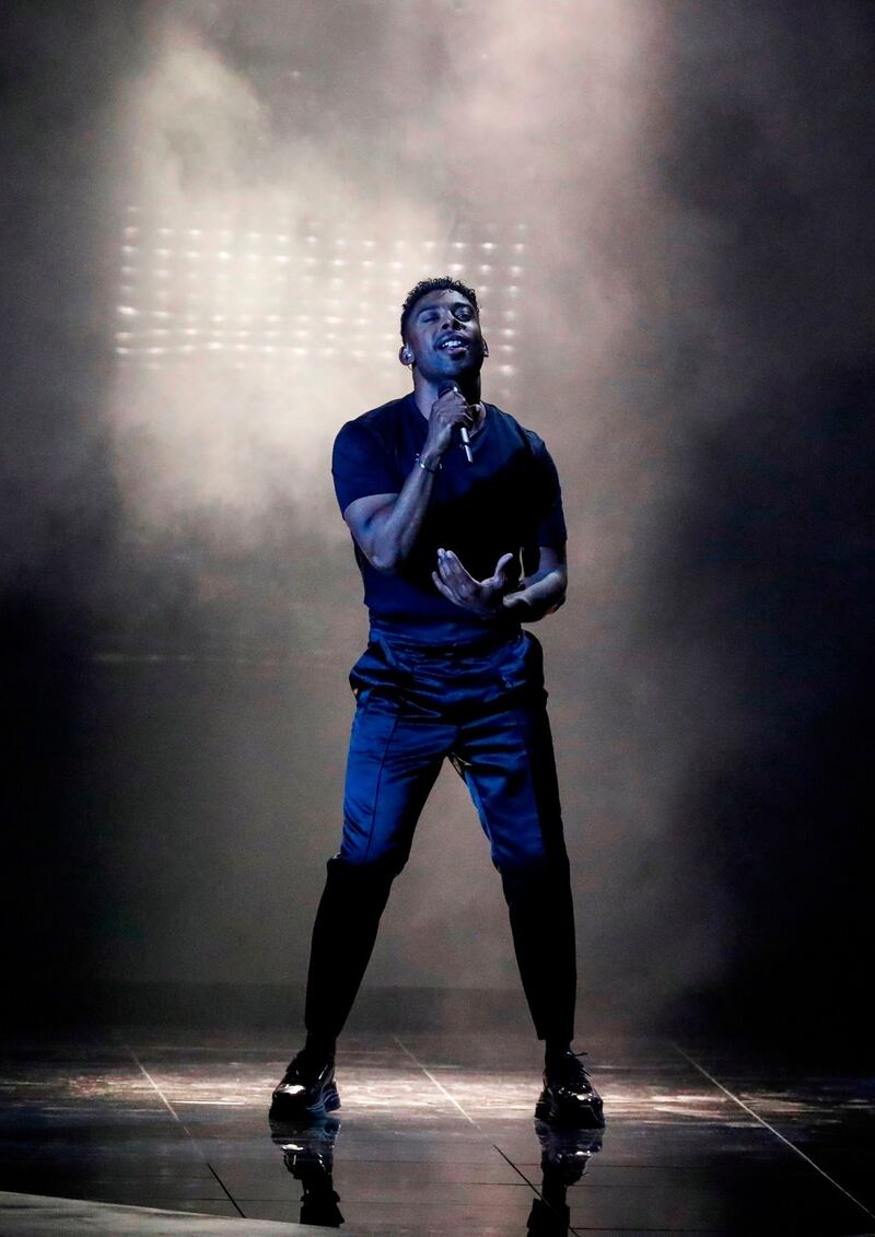 Sweden’s John Ludvik performs the song Too Late For Love during the second semi-final of the 64th edition of the Eurovision Song Contest 2019 at Expo Tel Aviv. Photograph:  Jack Guez/AFP/Getty Images
