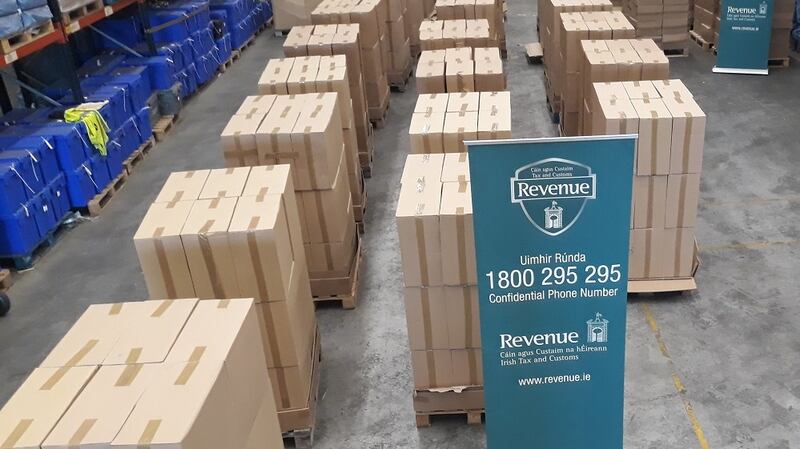 A view of the seized cigarettes. Photograph: Revenue