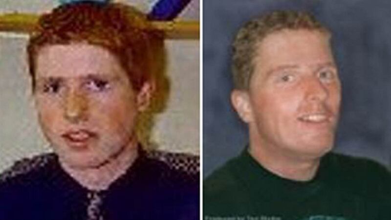 Trevor Deely before he went missing in 2000 (left), and in a computer-generated age-progression image (right) illustrating how he might have looked in 2017. File photograph: Garda press office/PA Wire