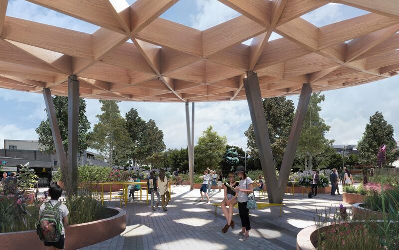 Carlow town revamp: the proposed new timber and glass covered amenity space will have a range of uses for all ages, with a focus on teenagers and local groups. Urban Agency/PA Wire 