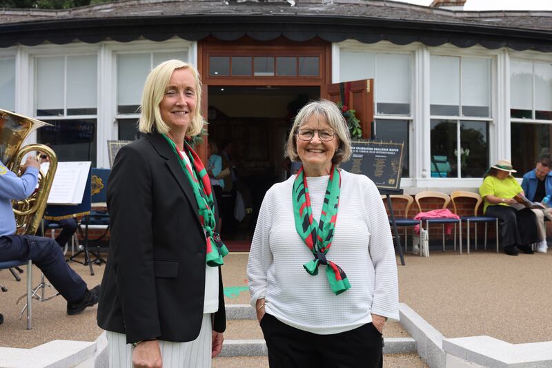 Phoenix Park Cricket Club president Jackie Cahill (left) with past president Barbara Schmidt at the 50th anniversary of the inaugural Phoenix women’s side on Saturday. Photograph: Dara Mac Dónaill/The Irish Times








