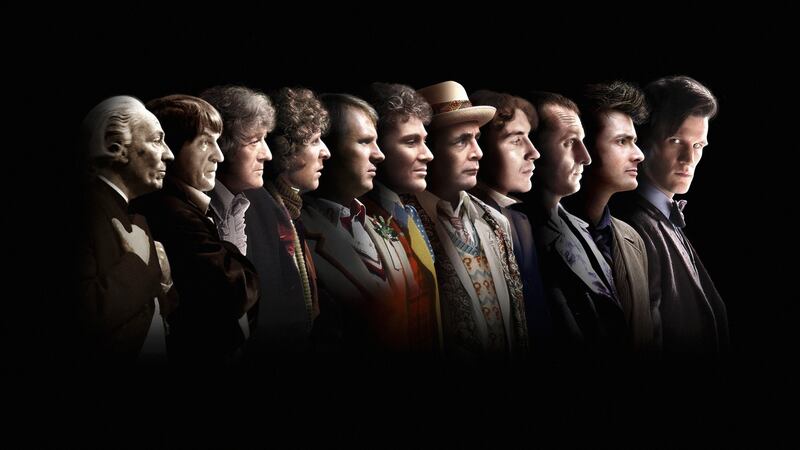 Doctor Who actors (from left) William Hartnell, Patrick Troughton, Jon Pertwee, Tom Baker, Peter Davison, Colin Baker, Sylvester McCoy, Paul McGann, Christopher Eccleston, David Tennant and Matt Smith, as Peter Capaldi is preparing to hand over the role of the Doctor to Jodie Whittaker, the 13th actor – and the first woman – to play the part. Photograph: BBC/PA Wire