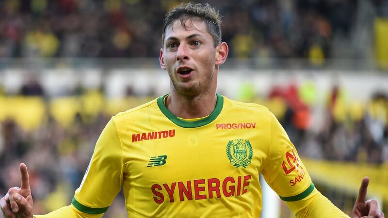 Emiliano Sala celebrates after scoring for Nantes in November. File photograph: Jean-Francois Monier/AFP/Getty Images