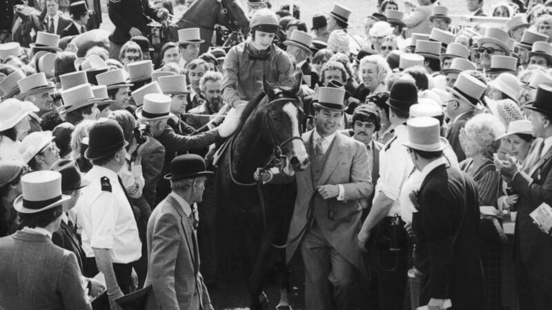June 3rd, 1981: English jockey Walter Swinburn (19) on Shergar, after winning the Derby at Epsom. File photograph: Central Press/Hulton Archive/Getty