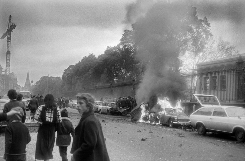 The aftermath of the loyalist bombing on South Leinster Street, Dublin on May 17th, 1974. Photograph: Nicholas Mackey