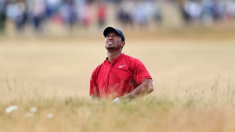 Tiger Woods follows his ball on the 10th hole during the final round of the British Open at Carnoustie. Photograph:  David Davies/PA Wire