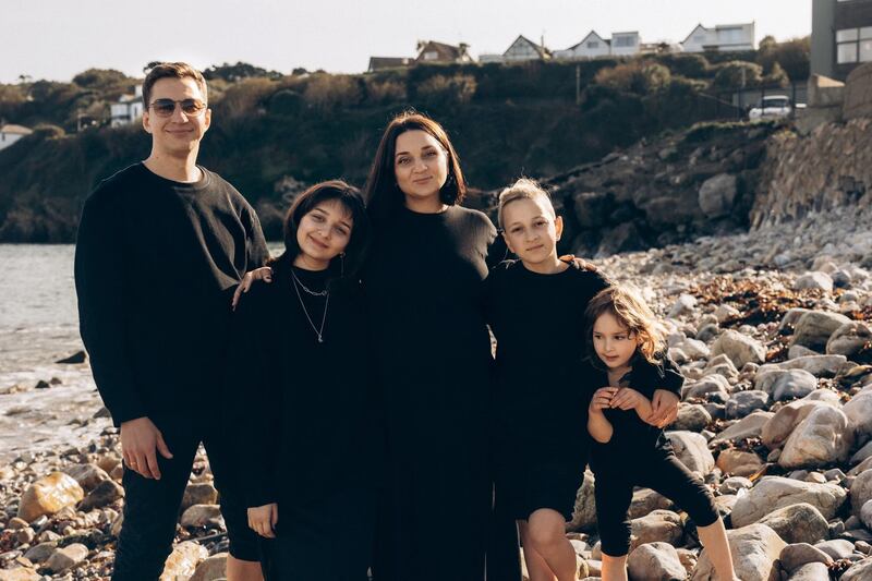 Nataliia Yakymchenko with her husband Oleksii, daughter Yeva (16), son Yevsiei (10) and five-year-old daughter Yesieniia.