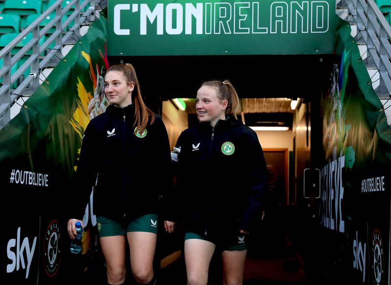 Peamount's Ellen Dolan and Freya Healy have been included in the Ireland squad. Photograph: Ryan Byrne/Inpho