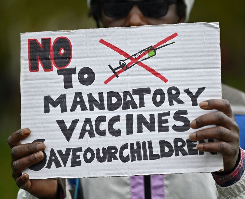 Anti-vaxxers: a protester in London in October 2020. Photograph: Justin Tallis/AFP via Getty