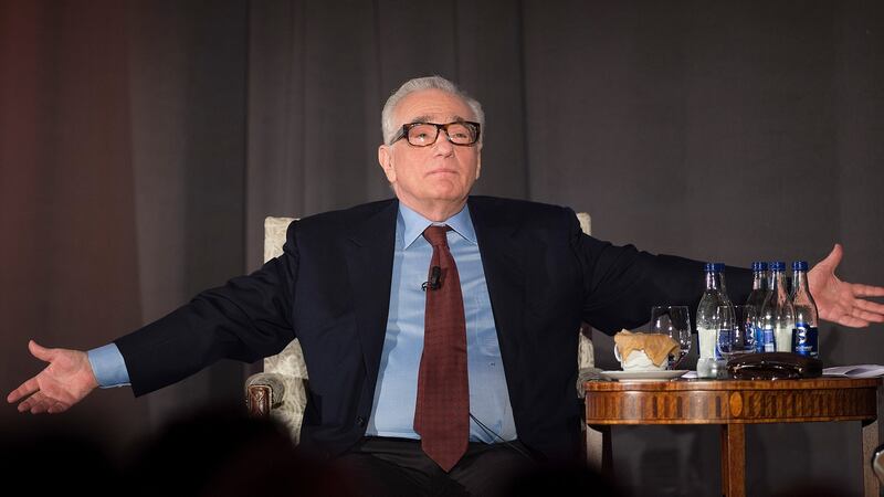 Martin Scorsese receives the John Ford Award from the Irish Academy. Photograph: Michael Chester/IFTA