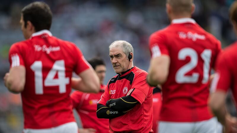 Mickey Harte: “We don’t have to talk Dublin up. Their record says it for themselves . . .it’s the full package that we have to deal with. Photograph: Cathal Noonan/Inpho
