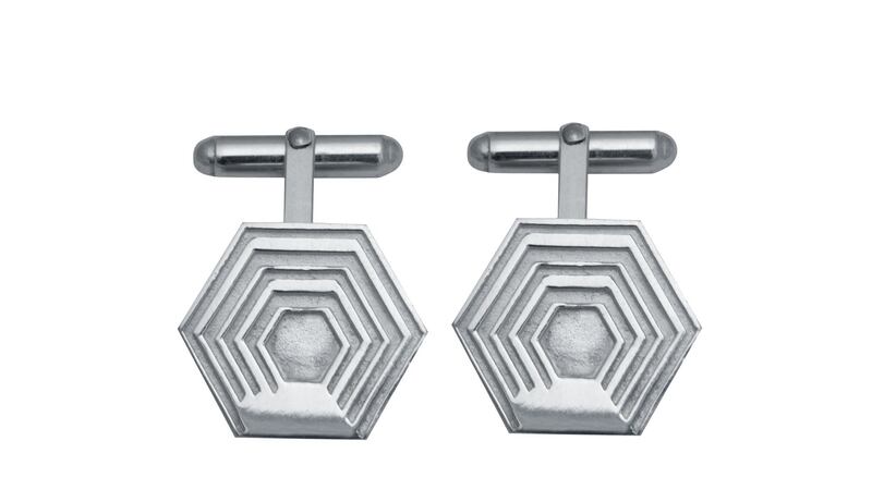 Hexagon cufflinks from the Leah Hewson for Edge Only (EOxLH) collection.