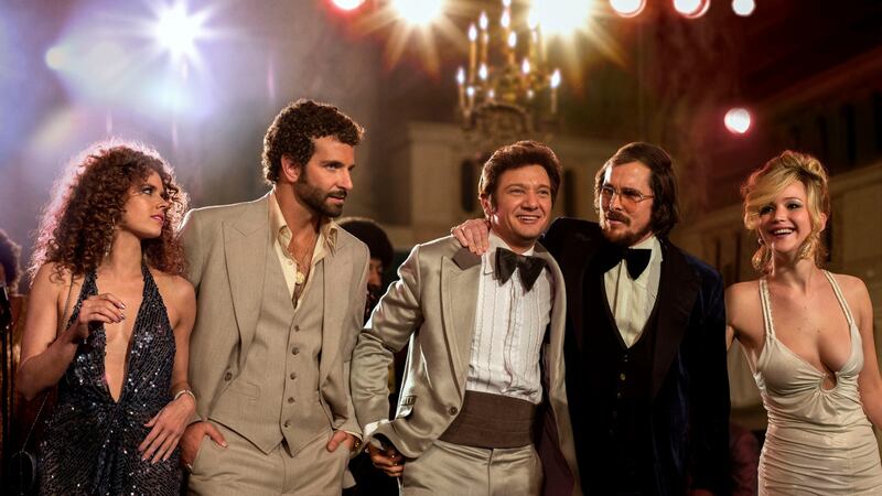 Amy Adams, Bradley Cooper, Jeremy Renner, Christian Bale and Jennifer Lawrence in a scene from American Hustle. Photograph: AP Photo/Sony