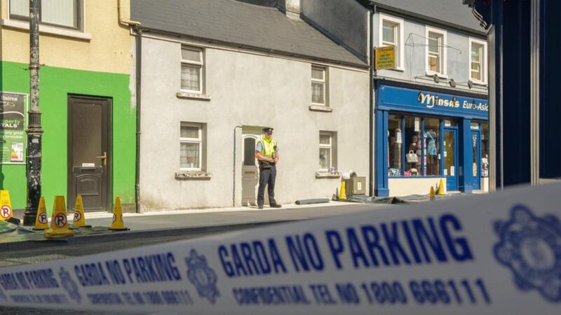 The scene of double killing on  New Antrim Street, Castlebar, Co Mayo. Photograph: Keith Heneghan / Phocus