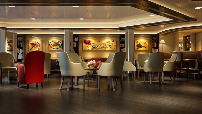 Arts Cafe on Silver Muse is a lovely place to view the sea.