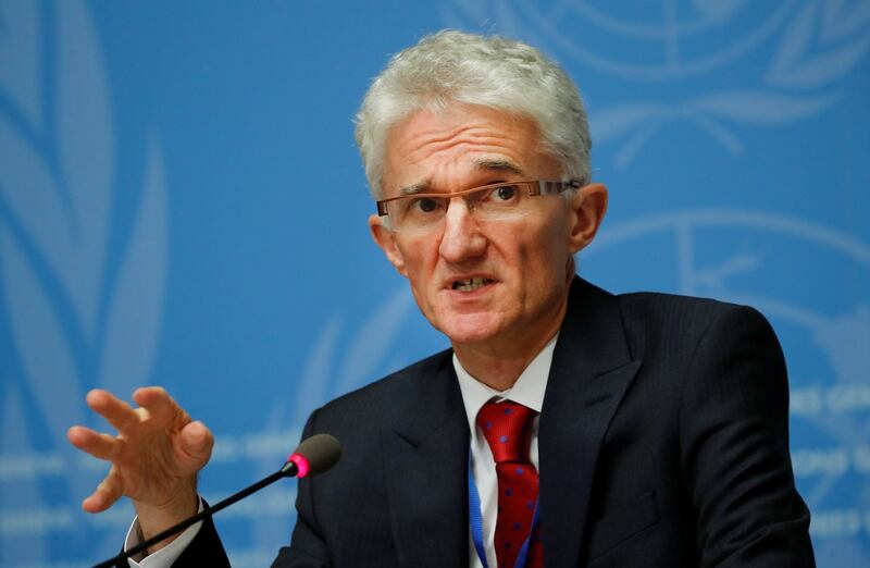 UN humanitarian co-ordinator Mark Lowcock speaks at a news conference  in Geneva, Switzerland on September 10th Photograph:  Reuters/Denis Balibouse