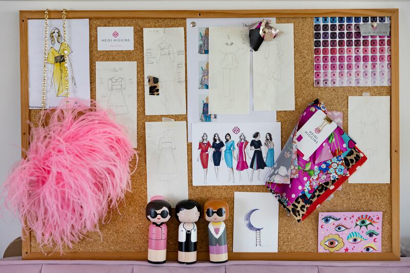 Higgins had always known she wanted to do something in the creative field. Above: the mood board in the studio. Photograph: John D Kelly